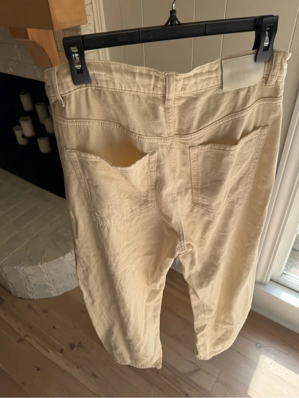 DL1961 Taylor Aura Relaxed Barrel Ultra High Rise Drawstring cream size 29